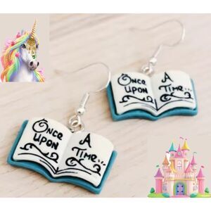 Once Upon A Time Blue Storybook Earrings